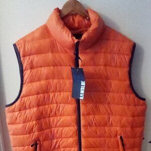 NWT Raw Blue Orange Premium Puffer Vest Men's 2XL Vintage Y2K